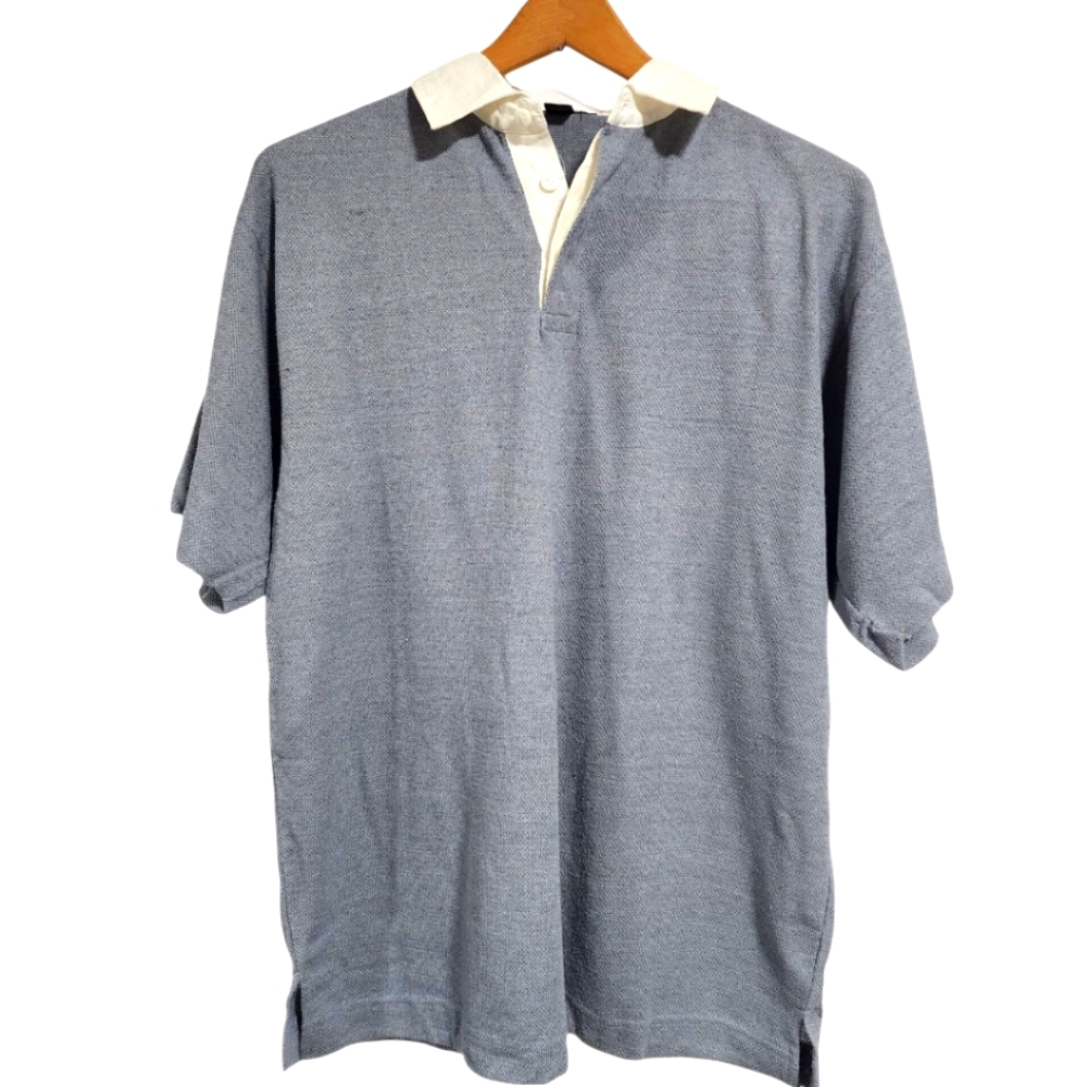 Silk House👕Gray w/ Cream Collar Polo Size S